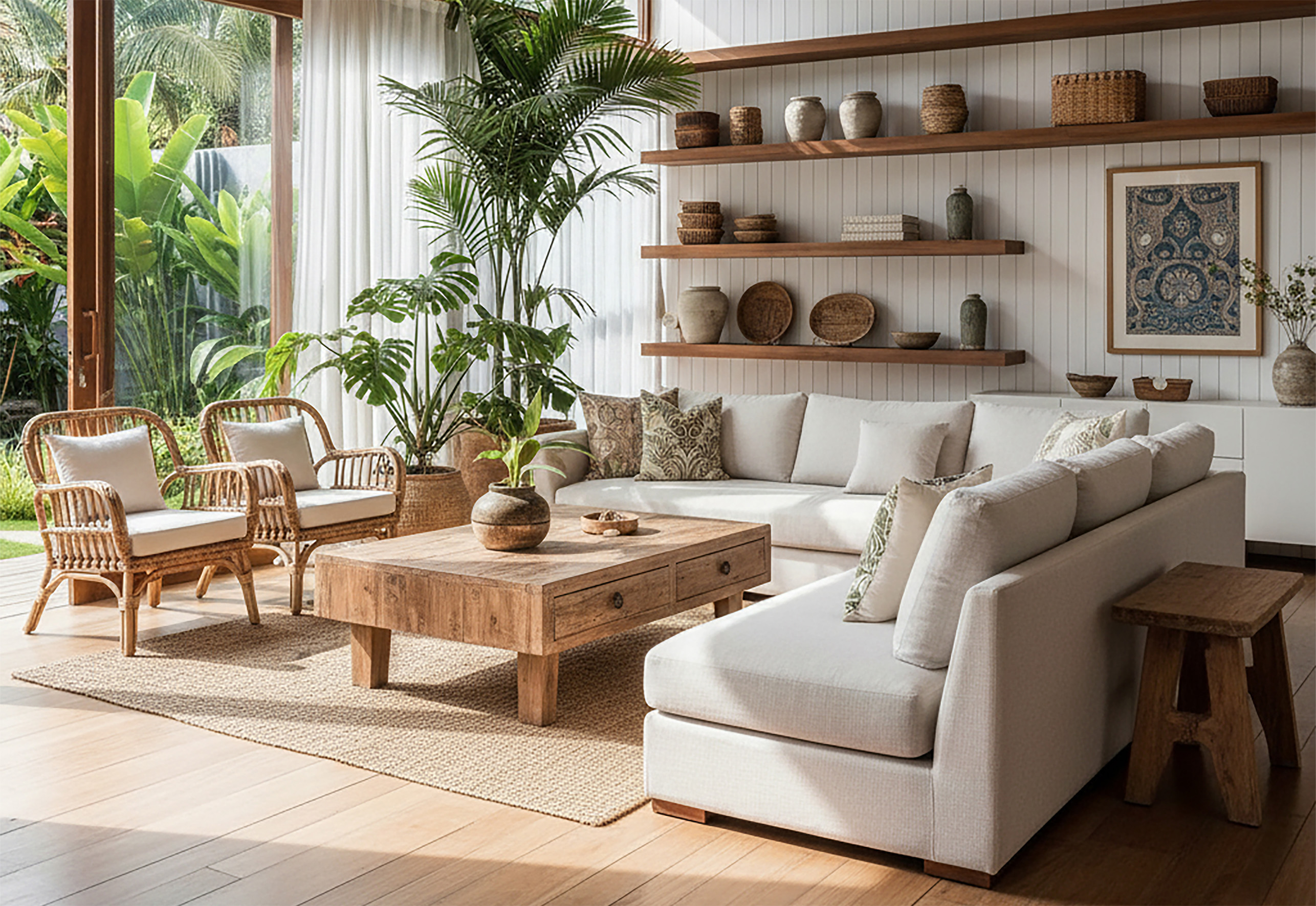 Interior rumah bergaya tropis modern